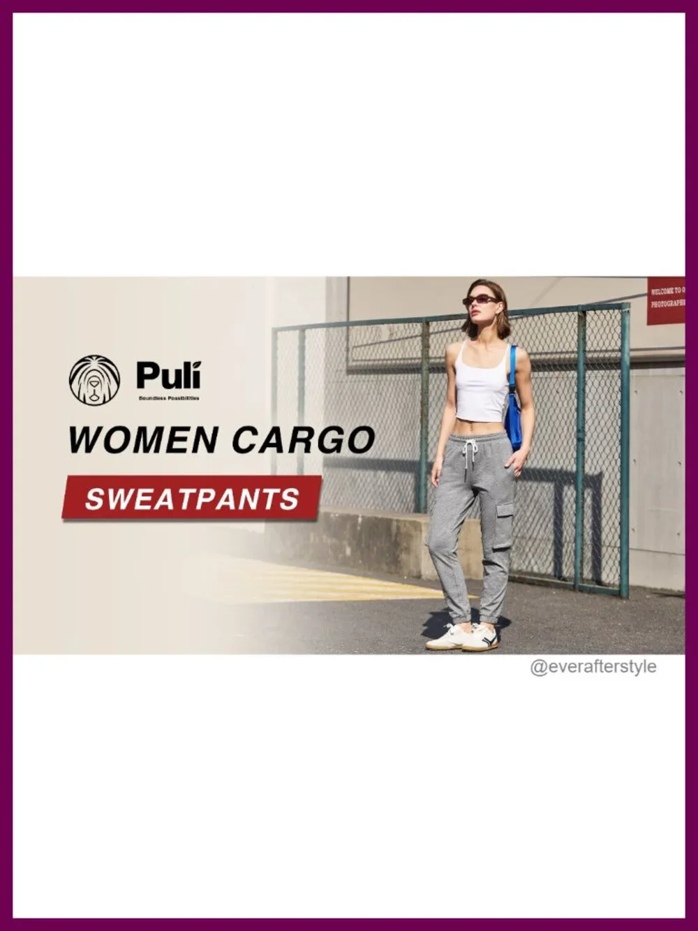 Women's Loose Cargo Sweatpants with Pockets, Athletic Joggers, Yoga Lounge Pants